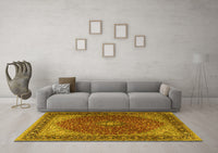 Machine Washable Persian Yellow Traditional Rug, wshtr2205yw