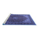 Sideview of Machine Washable Persian Blue Traditional Rug, wshtr2205blu