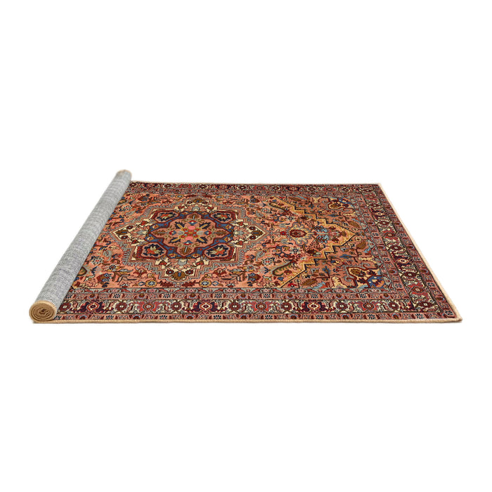 Sideview of Machine Washable Traditional Saffron Red Rug, wshtr2206