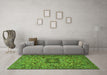 Machine Washable Persian Green Traditional Area Rugs in a Living Room,, wshtr2206grn