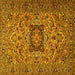 Square Machine Washable Persian Yellow Traditional Rug, wshtr2206yw