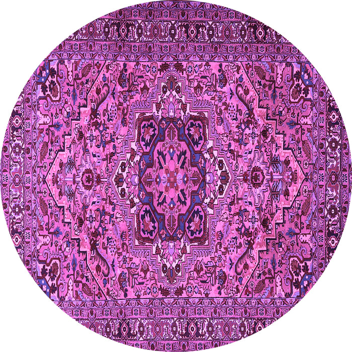 Round Machine Washable Persian Purple Traditional Area Rugs, wshtr2206pur