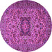 Round Machine Washable Persian Purple Traditional Area Rugs, wshtr2206pur