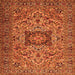 Round Machine Washable Persian Orange Traditional Area Rugs, wshtr2206org