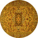 Round Persian Yellow Traditional Rug, tr2206yw