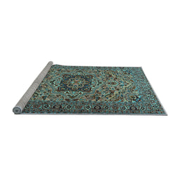 Sideview of Machine Washable Persian Light Blue Traditional Rug, wshtr2206lblu