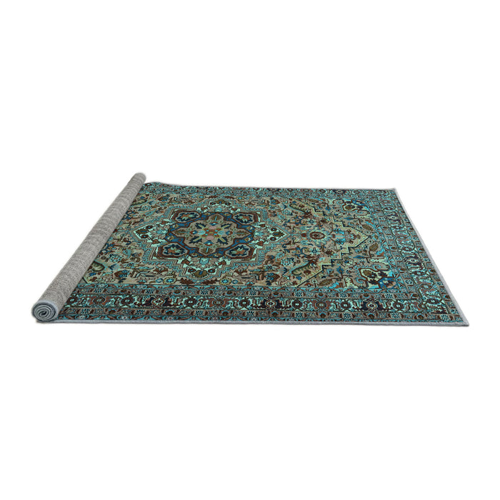 Sideview of Machine Washable Persian Light Blue Traditional Rug, wshtr2206lblu