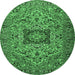 Round Persian Emerald Green Traditional Rug, tr2206emgrn