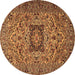 Round Persian Brown Traditional Rug, tr2206brn