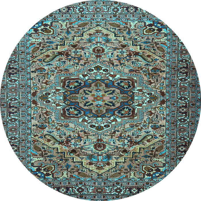 Round Persian Light Blue Traditional Rug, tr2206lblu