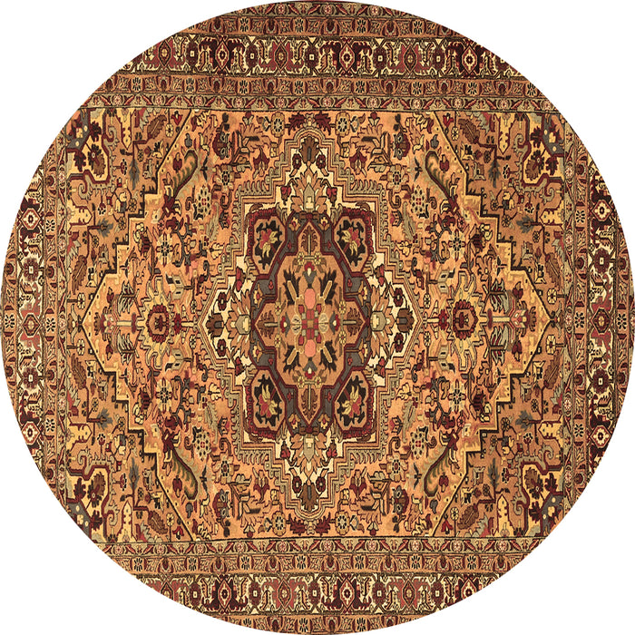 Round Machine Washable Persian Brown Traditional Rug, wshtr2206brn