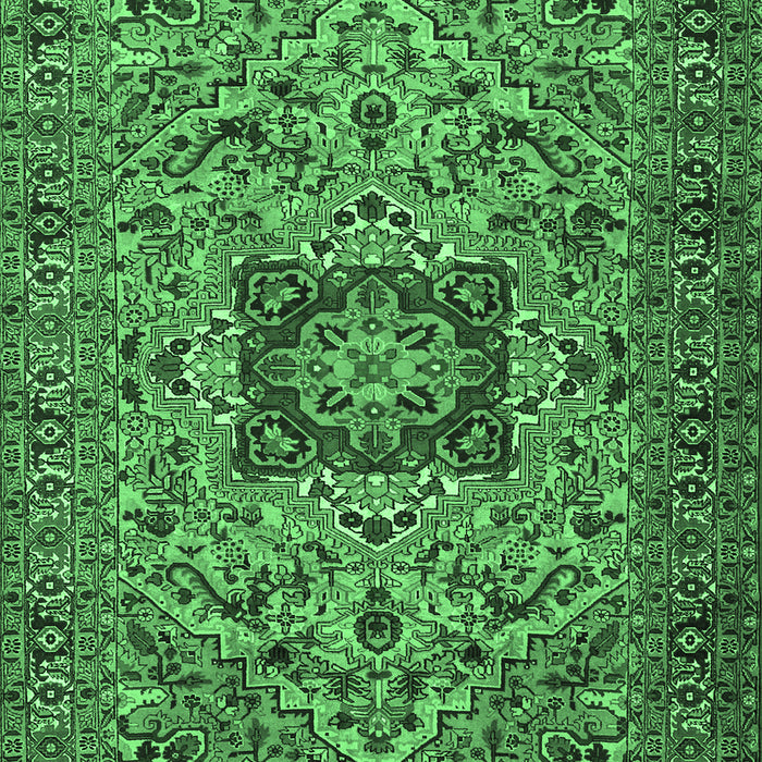 Machine Washable Persian Emerald Green Traditional Area Rugs, wshtr2206emgrn