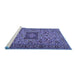 Sideview of Machine Washable Persian Blue Traditional Rug, wshtr2206blu