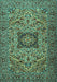 Machine Washable Persian Turquoise Traditional Area Rugs, wshtr2206turq