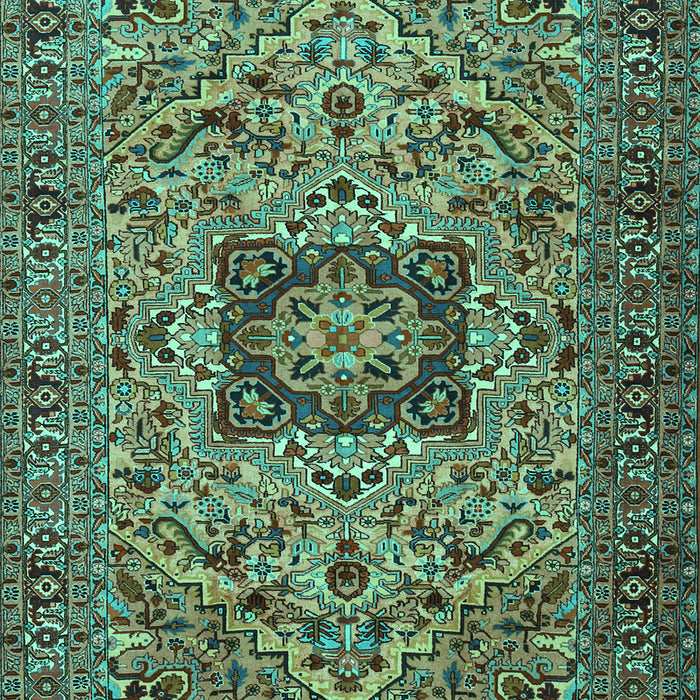 Machine Washable Persian Turquoise Traditional Area Rugs, wshtr2206turq