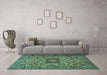 Machine Washable Persian Turquoise Traditional Area Rugs in a Living Room,, wshtr2206turq