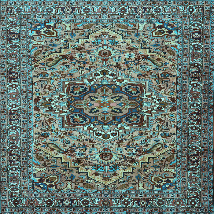 Square Machine Washable Persian Light Blue Traditional Rug, wshtr2206lblu