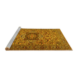 Sideview of Machine Washable Persian Yellow Traditional Rug, wshtr2206yw