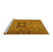 Sideview of Machine Washable Persian Yellow Traditional Rug, wshtr2206yw