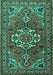 Machine Washable Persian Turquoise Traditional Area Rugs, wshtr2207turq