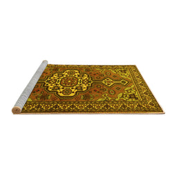 Sideview of Machine Washable Persian Yellow Traditional Rug, wshtr2207yw