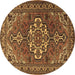 Round Machine Washable Persian Brown Traditional Rug, wshtr2207brn