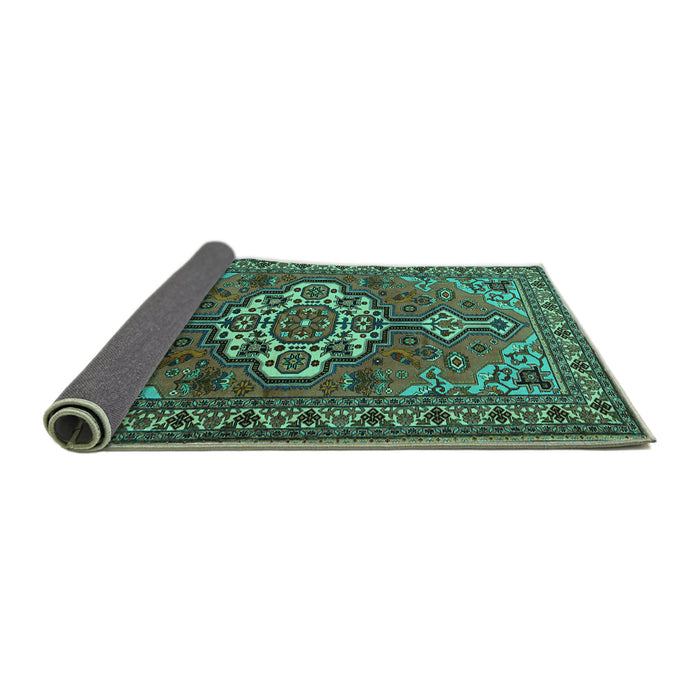 Sideview of Persian Turquoise Traditional Rug, tr2207turq