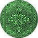 Round Persian Emerald Green Traditional Rug, tr2207emgrn