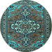 Round Persian Light Blue Traditional Rug, tr2207lblu