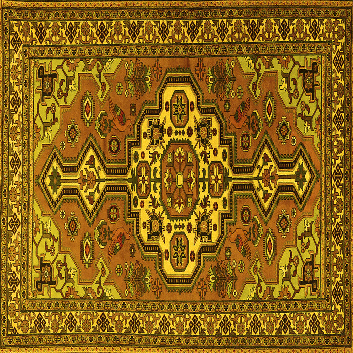 Square Machine Washable Persian Yellow Traditional Rug, wshtr2207yw
