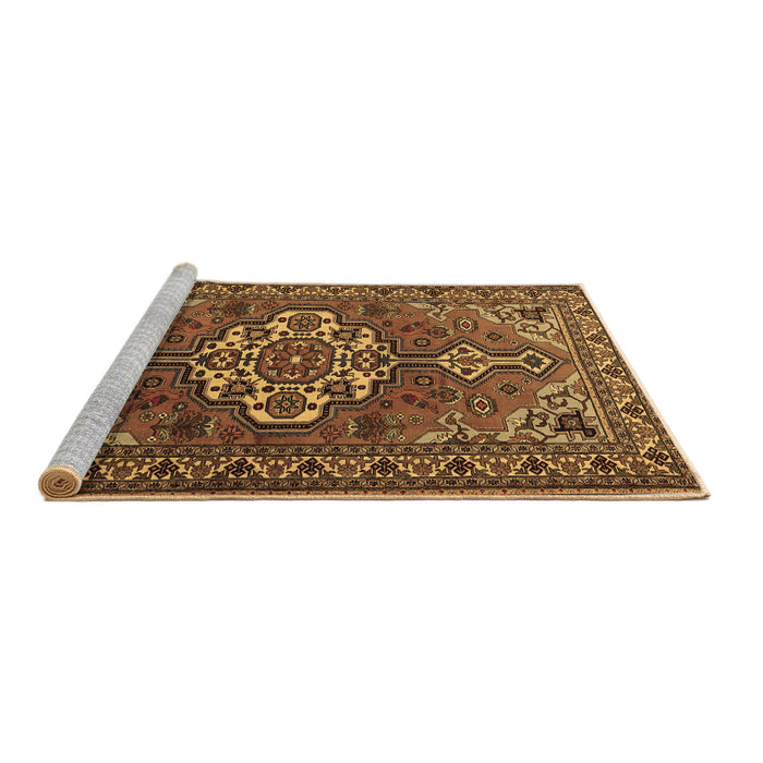 Sideview of Machine Washable Persian Brown Traditional Rug, wshtr2207brn