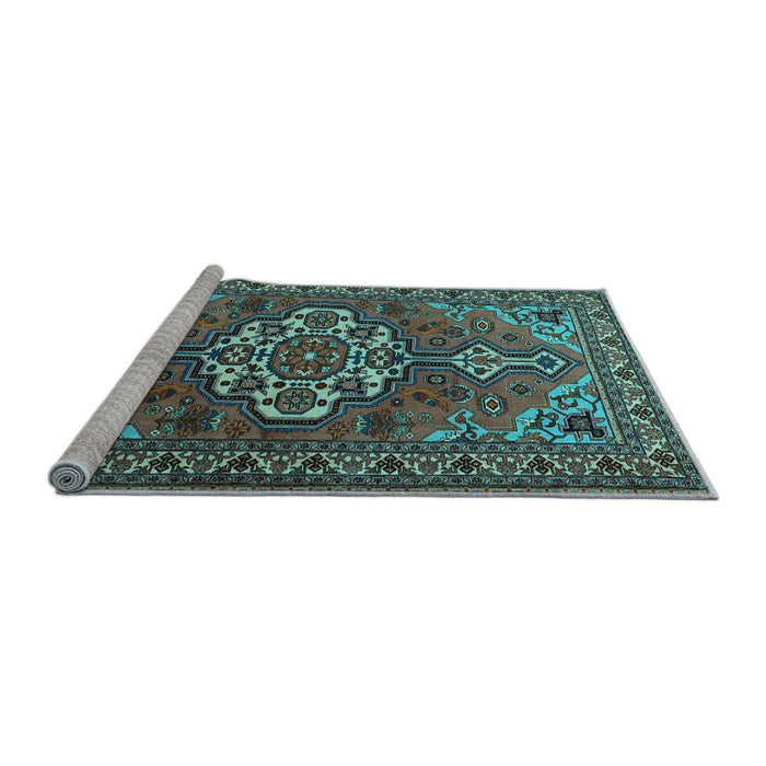Sideview of Machine Washable Persian Light Blue Traditional Rug, wshtr2207lblu