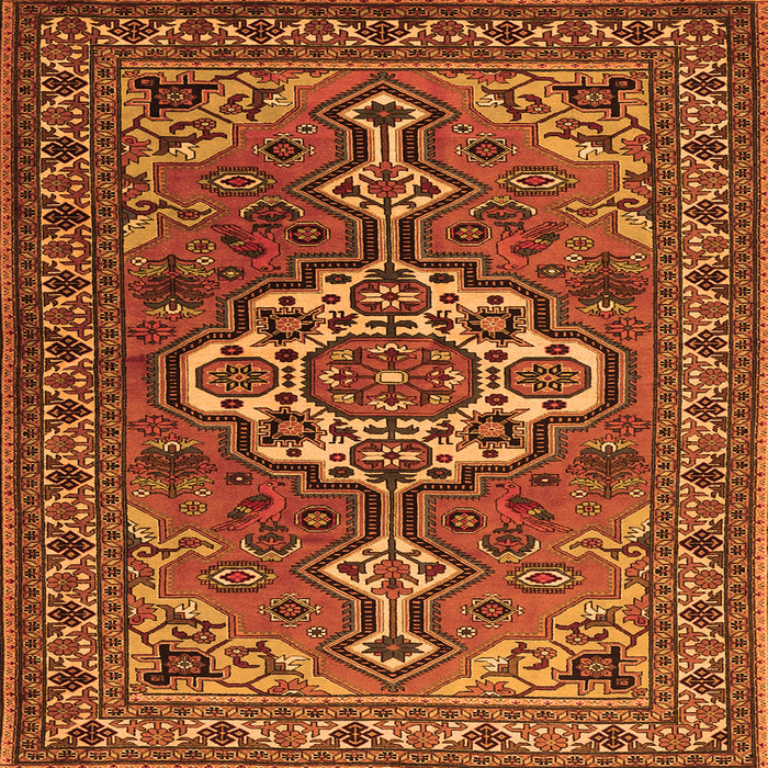 Round Machine Washable Persian Orange Traditional Area Rugs, wshtr2207org