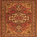 Round Machine Washable Persian Orange Traditional Area Rugs, wshtr2207org