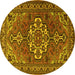 Round Persian Yellow Traditional Rug, tr2207yw