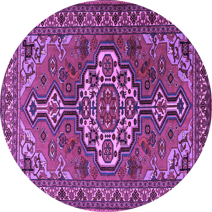 Round Machine Washable Persian Purple Traditional Area Rugs, wshtr2207pur