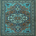 Square Machine Washable Persian Light Blue Traditional Rug, wshtr2207lblu