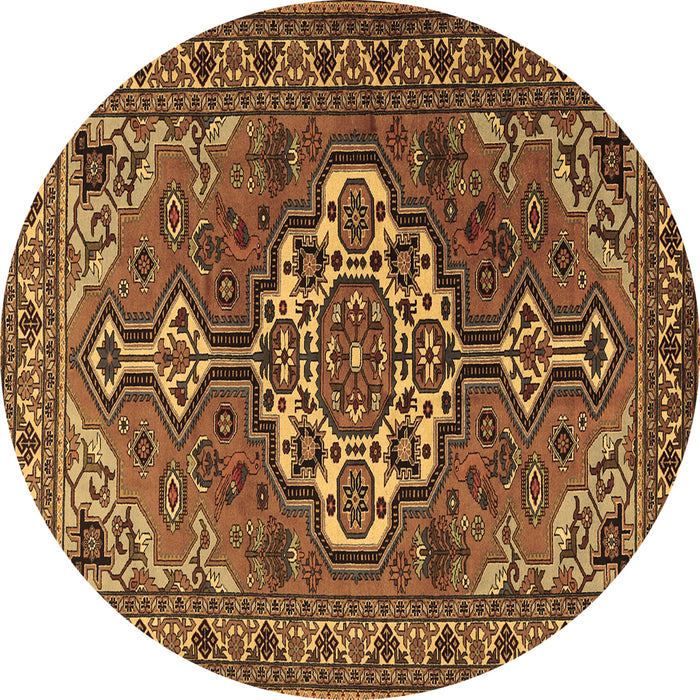 Round Persian Brown Traditional Rug, tr2207brn