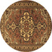Round Persian Brown Traditional Rug, tr2207brn
