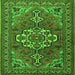 Round Machine Washable Persian Green Traditional Area Rugs, wshtr2207grn