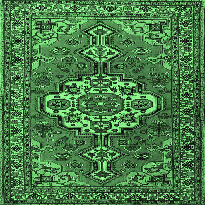 Square Persian Emerald Green Traditional Rug, tr2207emgrn