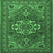 Square Machine Washable Persian Emerald Green Traditional Area Rugs, wshtr2207emgrn