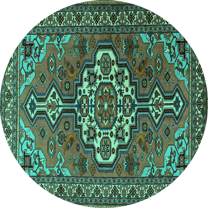 Round Persian Turquoise Traditional Rug, tr2207turq