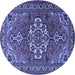 Round Machine Washable Persian Blue Traditional Rug, wshtr2207blu