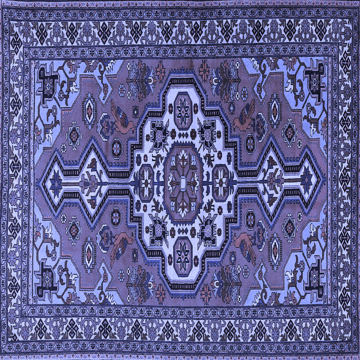 Square Machine Washable Persian Blue Traditional Rug, wshtr2207blu