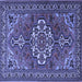 Square Machine Washable Persian Blue Traditional Rug, wshtr2207blu