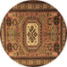 Round Persian Brown Traditional Rug, tr2208brn