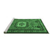 Sideview of Machine Washable Persian Emerald Green Traditional Area Rugs, wshtr2208emgrn