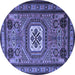 Round Persian Blue Traditional Rug, tr2208blu