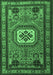 Machine Washable Persian Emerald Green Traditional Area Rugs, wshtr2208emgrn